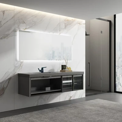 Gambar Informa Lisbon Set Kabinet Kamar Mandi PVC - Abu-Abu