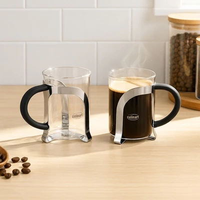 Gambar Culinart Mug Kopi Kaca Borosilicate Set 2 pcs Transparan