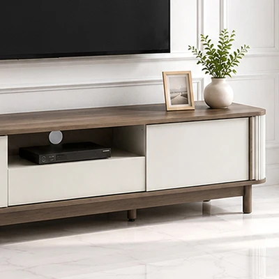 Gambar Informa Morie Rak TV Sliding Door - Putih/Cokelat Warnut