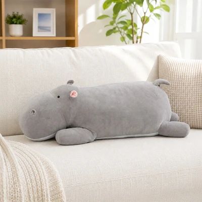 Gambar Informa Bantal Anak Cooling Fabric Hippo 91x35 cm - Abu-Abu