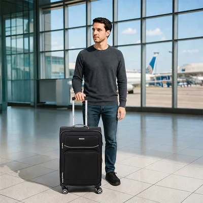 Gambar Luggo Preston Koper Twill Nylon TSA Lock 24 Inch - Hitam