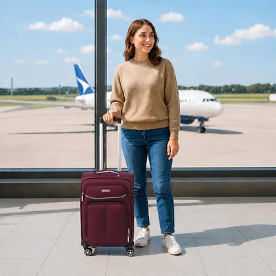 Gambar Luggo Preston Koper Twill Nylon TSA Lock 20 Inch - Merah Burgundy