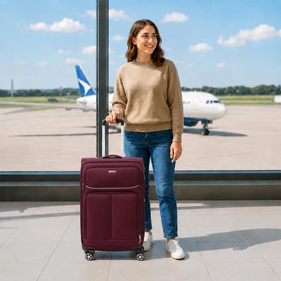 Gambar Luggo Preston Koper Twill Nylon TSA Lock 28 Inch - Merah Burgundy
