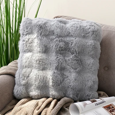 Gambar Informa Bantal Sofa Bubble Fur 45x45 cm - Abu-Abu Muda