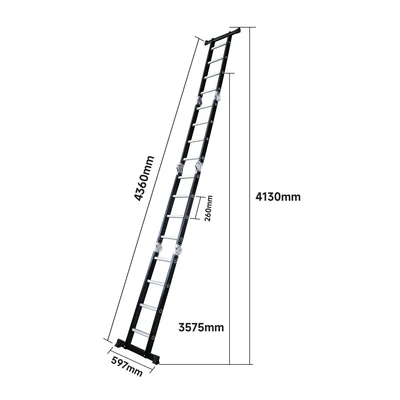 Gambar Krisbow Tangga Lipat Aluminium 4.32 Meter 4x4 Step - Hitam