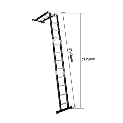 Gambar Krisbow Tangga Lipat Aluminium 4.32 Meter 4x4 Step - Hitam