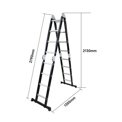 Gambar Krisbow Tangga Lipat Aluminium 4.32 Meter 4x4 Step - Hitam