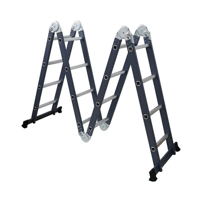 Gambar Fixsteps Tangga Lipat Aluminium 4.64 Meter 4x4 Step - Abu-Abu