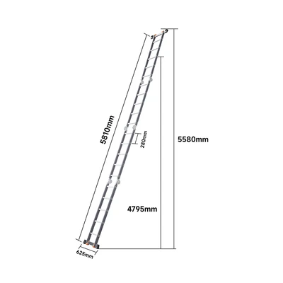Gambar Fixsteps Tangga Lipat Aluminium Multifungsi 5.81 Meter 4x5 Step - Abu-Abu