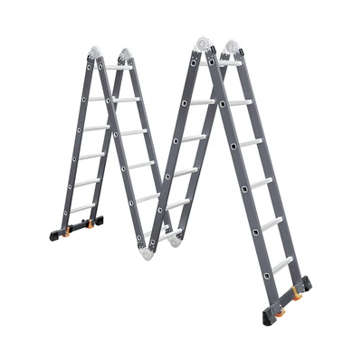 Gambar Fixsteps Tangga Lipat Aluminium 6.97 Meter 4x6 Step - Abu-Abu