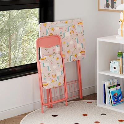 Gambar Soleil Set Meja & Kursi Lipat Anak Unicorn - Pink