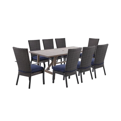 Gambar Anacortes Set Meja Makan 8 Kursi Aluminium Steel - Cokelat