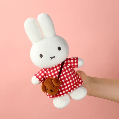 Gambar Miffy Vipo Boneka Plush Checkered Dress 20 cm - Putih/Merah