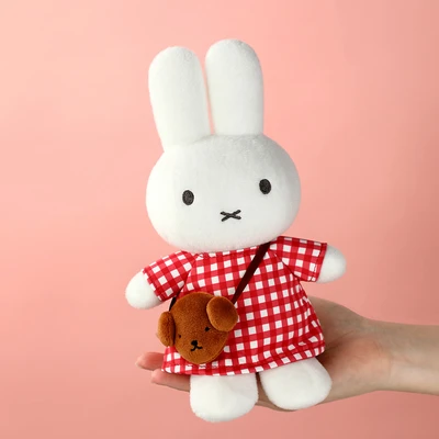 Gambar Miffy Vipo Boneka Plush Checkered Dress 20 cm - Putih/Merah