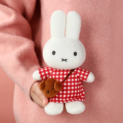 Gambar Miffy Vipo Boneka Plush Checkered Dress 20 cm - Putih/Merah