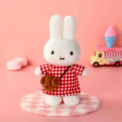 Gambar Miffy Vipo Boneka Plush Checkered Dress 20 cm - Putih/Merah
