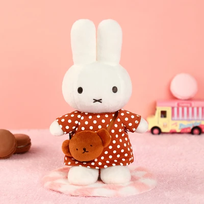Gambar Miffy Vipo Boneka Plush Polkadot Dress 20 cm - Cokelat/Putih
