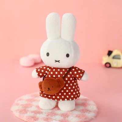 Gambar Miffy Vipo Boneka Plush Polkadot Dress 20 cm - Cokelat/Putih