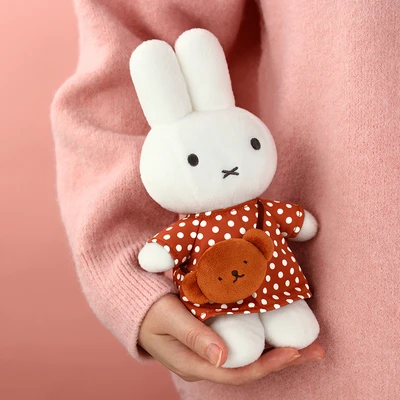 Gambar Miffy Vipo Boneka Plush Polkadot Dress 20 cm - Cokelat/Putih
