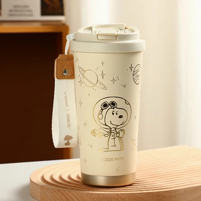 Gambar Kiddy Star Spaceman Botol Vacuum Flask Anak 2-in-1 Snoopy 580 ml - Putih