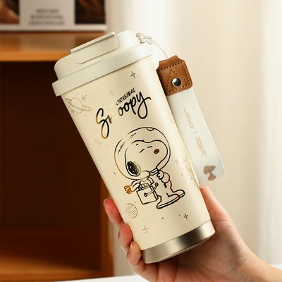 Gambar Kiddy Star Spaceman Botol Vacuum Flask Anak 2-in-1 Snoopy 580 ml - Putih