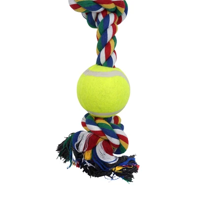 Gambar Pawise Mainan Anjing Rope Bone 3 Knots Tennis Ball - Mix