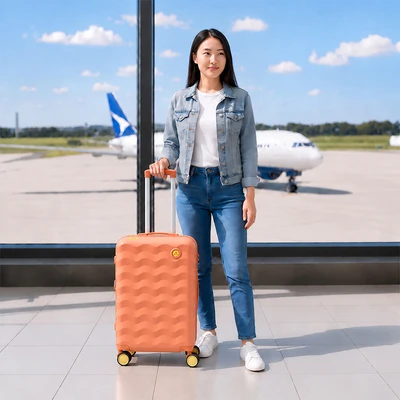 Gambar Passport Bubble Koper PC & ABS TSA Lock Expandable 24 Inch - Peach Fizz