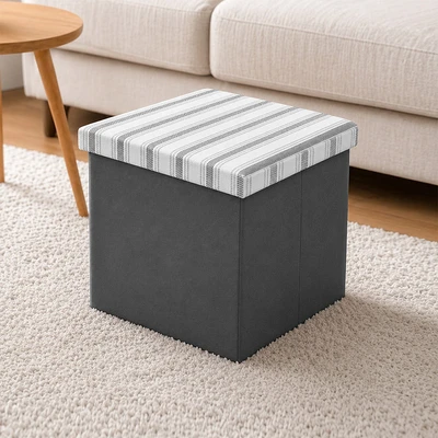 Gambar Stora Bangku Ottoman Lipat Fabric Line - Abu-Abu