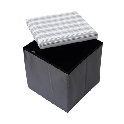 Gambar Stora Bangku Ottoman Lipat Fabric Line - Abu-Abu