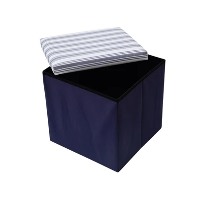 Gambar Stora Bangku Ottoman Lipat Fabric Line - Biru