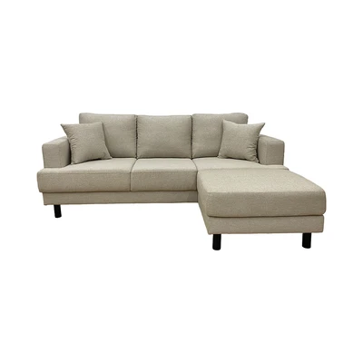 Gambar Selma Neo Glivel Sofa Fabric 3 Seater Dengan Ottoman - Krem Beige