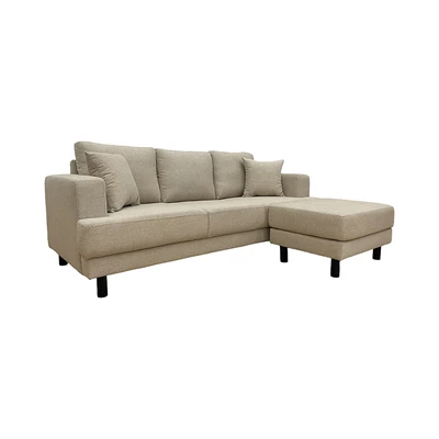 Gambar Selma Neo Glivel Sofa Fabric 3 Seater Dengan Ottoman - Krem Beige
