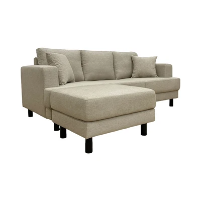 Gambar Selma Neo Glivel Sofa Fabric 3 Seater Dengan Ottoman - Krem Beige