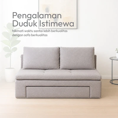 Gambar Selma Toshi Sofa Fabric 2 Dudukan - Abu-Abu Muda