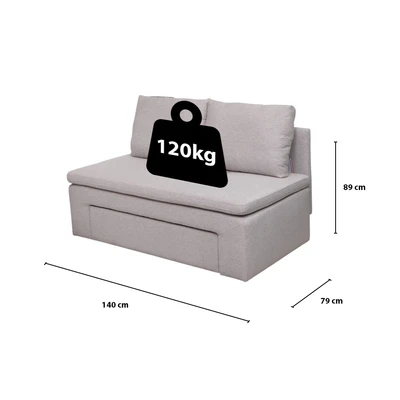 Gambar Selma Toshi Sofa Fabric 2 Dudukan - Abu-Abu Muda