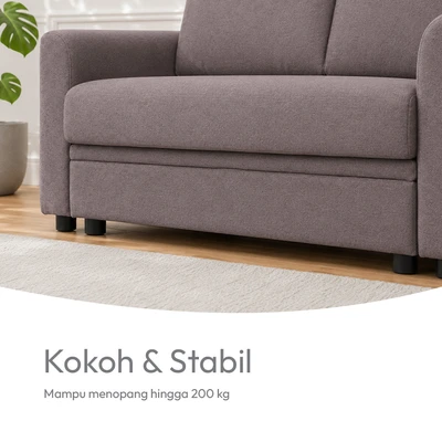 Gambar Selma Theon Sofa Bed Fabric Dengan Penyimpanan - Cokelat