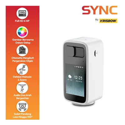 Gambar Krisbow Sync Smart IP Camera WiFi Indoor 4MP Screen Auto Tracking BD4 - Putih