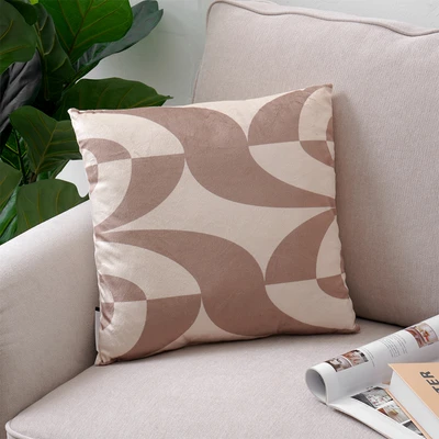 Gambar Informa Bantal Sofa Print Curve 40x40 cm - Cokelat/Krem Beige