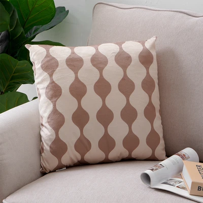 Gambar Informa Bantal Sofa Print Wave 40x40 cm - Cokelat/Krem Beige