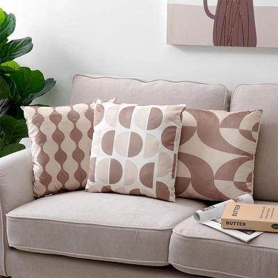 Gambar Informa Bantal Sofa Print Wave 40x40 cm - Cokelat/Krem Beige