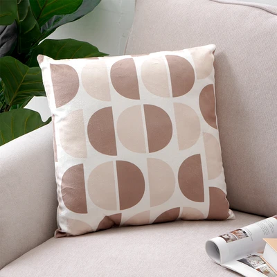 Gambar Informa Bantal Sofa Print Circle 40x40 cm - Cokelat/Krem Beige