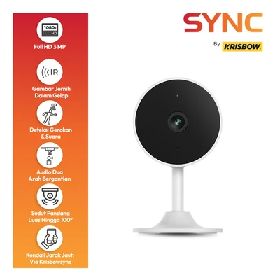 Gambar Krisbow Sync Smart IP Camera WiFi Indoor 3MP Human Detection S10 - Putih