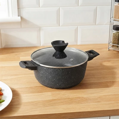 Gambar Sitram Aurelia Panci Casserole Dengan Tutup Kaca 20 cm - Hitam