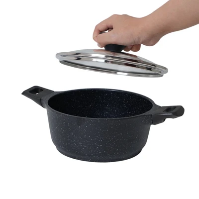 Gambar Sitram Aurelia Panci Casserole Dengan Tutup Kaca 20 cm - Hitam