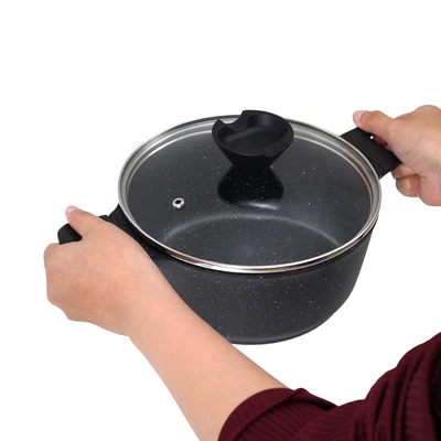 Gambar Sitram Aurelia Panci Casserole Dengan Tutup Kaca 20 cm - Hitam