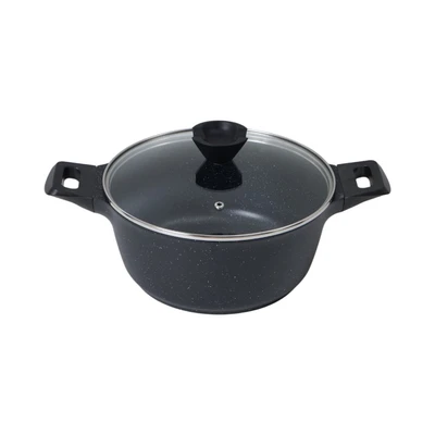 Gambar Sitram Aurelia Panci Casserole Dengan Tutup Kaca 24 cm - Hitam