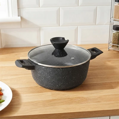 Gambar Sitram Aurelia Panci Casserole Dengan Tutup Kaca 24 cm - Hitam