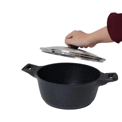 Gambar Sitram Aurelia Panci Casserole Dengan Tutup Kaca 24 cm - Hitam