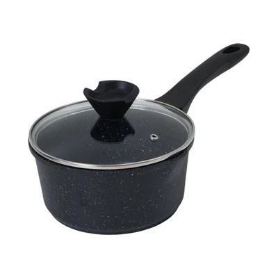 Gambar Sitram Aurelia Panci Saucepan Dengan Tutup 18 cm - Hitam