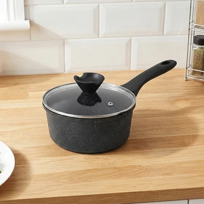 Gambar Sitram Aurelia Panci Saucepan Dengan Tutup 18 cm - Hitam